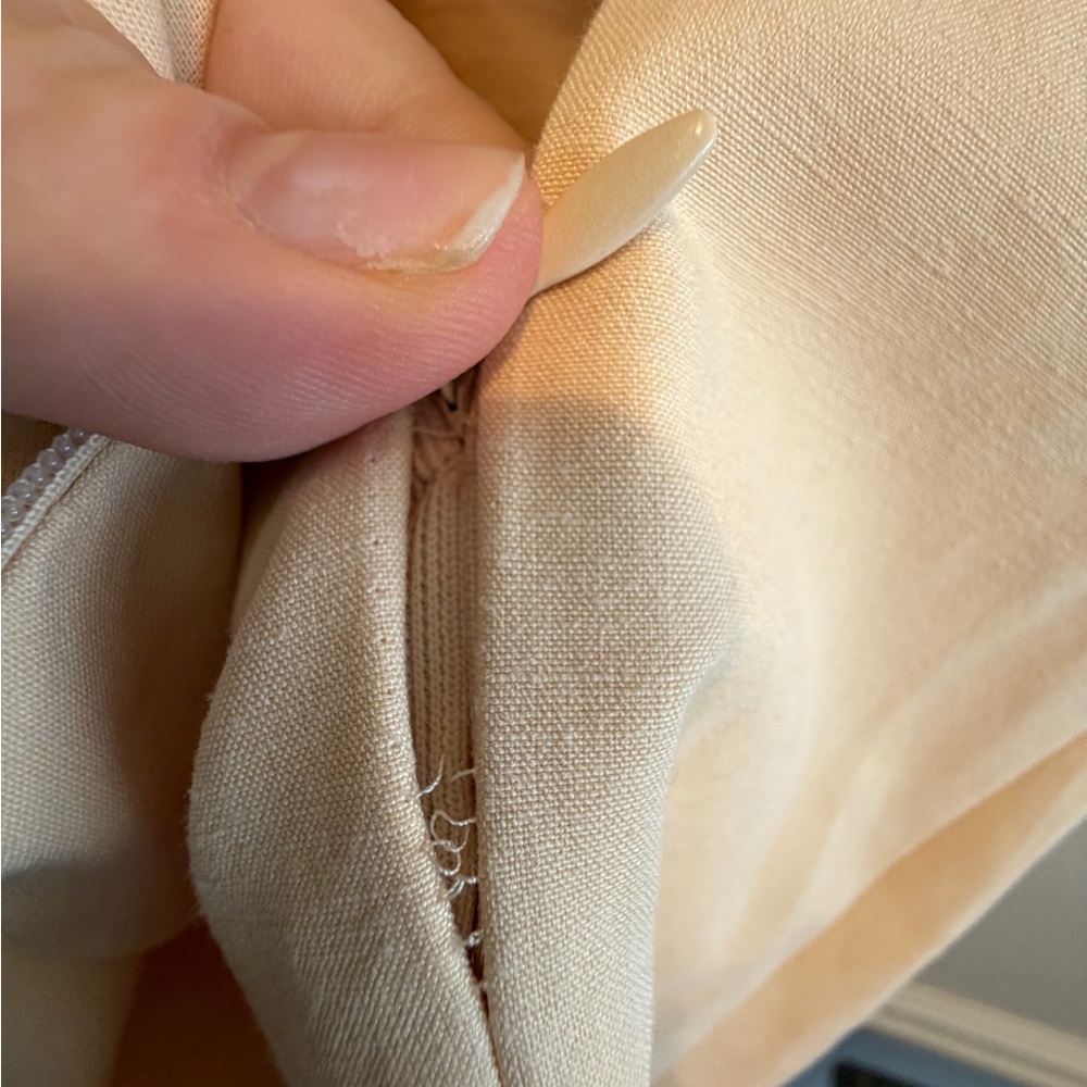 Zara Linen Cut Out Sand Brown Mini Dress S - Picture 4 of 5